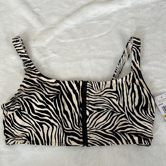 Michael Kors 2 Piece Zebra Print Bikini Women’s size Medium Zip Bra - Picture 2 of 9